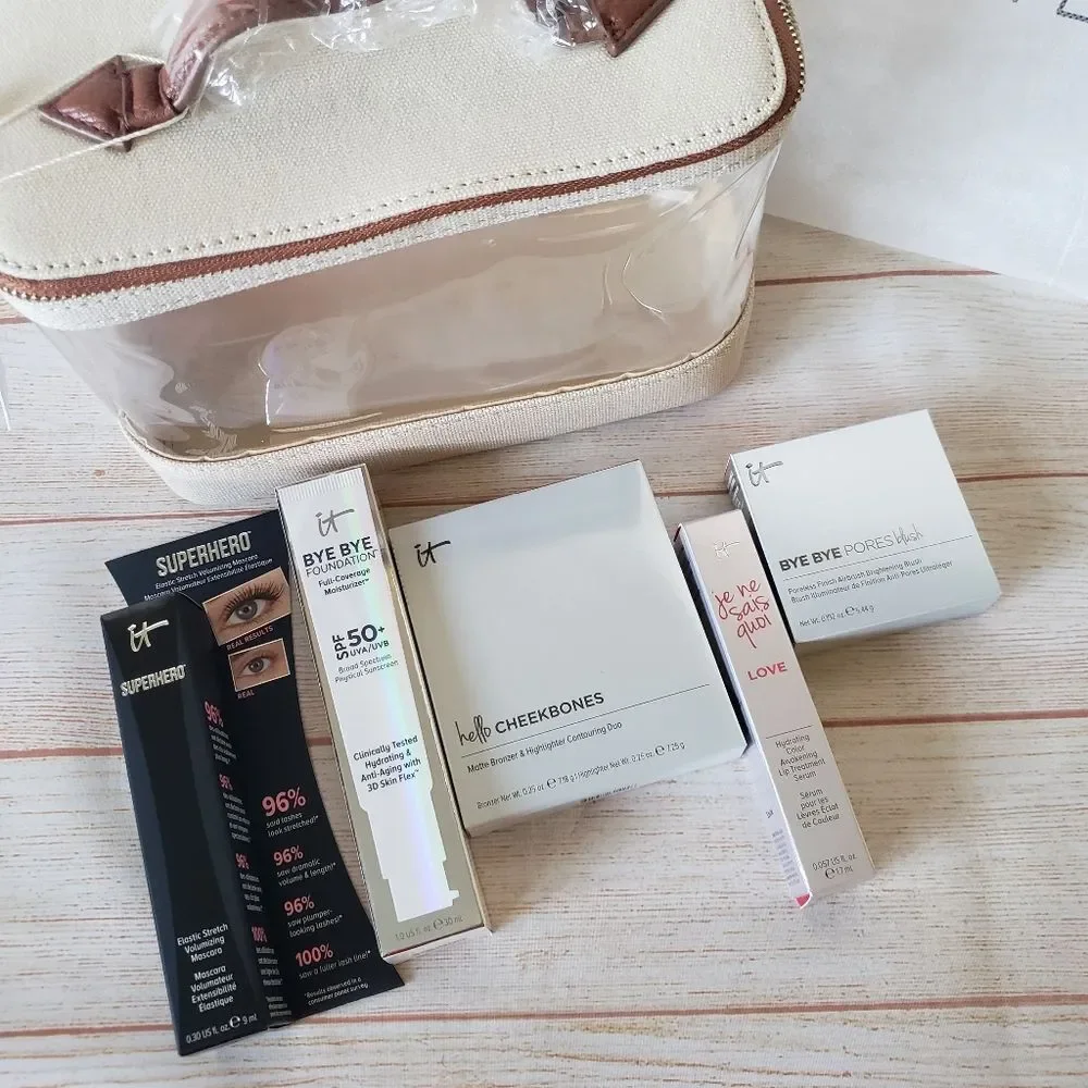 Henny & Lev Makeup Trunk Bag with It Cosmetics Mascara Foundation Bronze…
